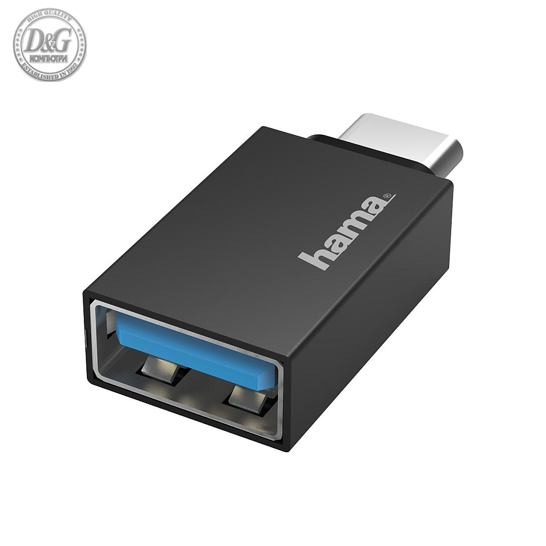 Адаптер HAMA OTG USB-C мъжко-USB 3.2 Gen 1 A женско, 5Gbit/s Черен