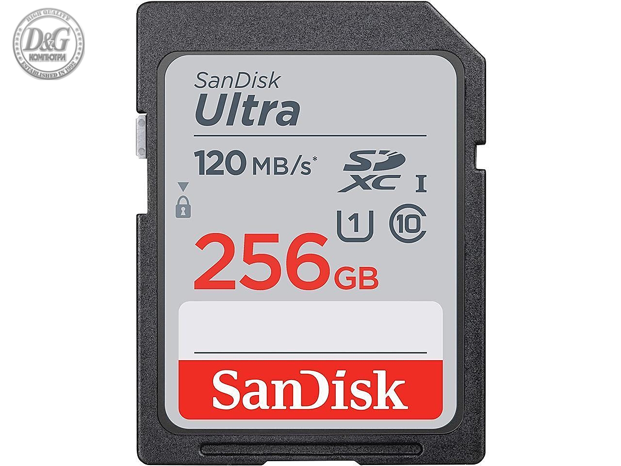 Карта памет SANDISK Ultra SDHC, 256GB, Class 10, U1, 120 Mb/s