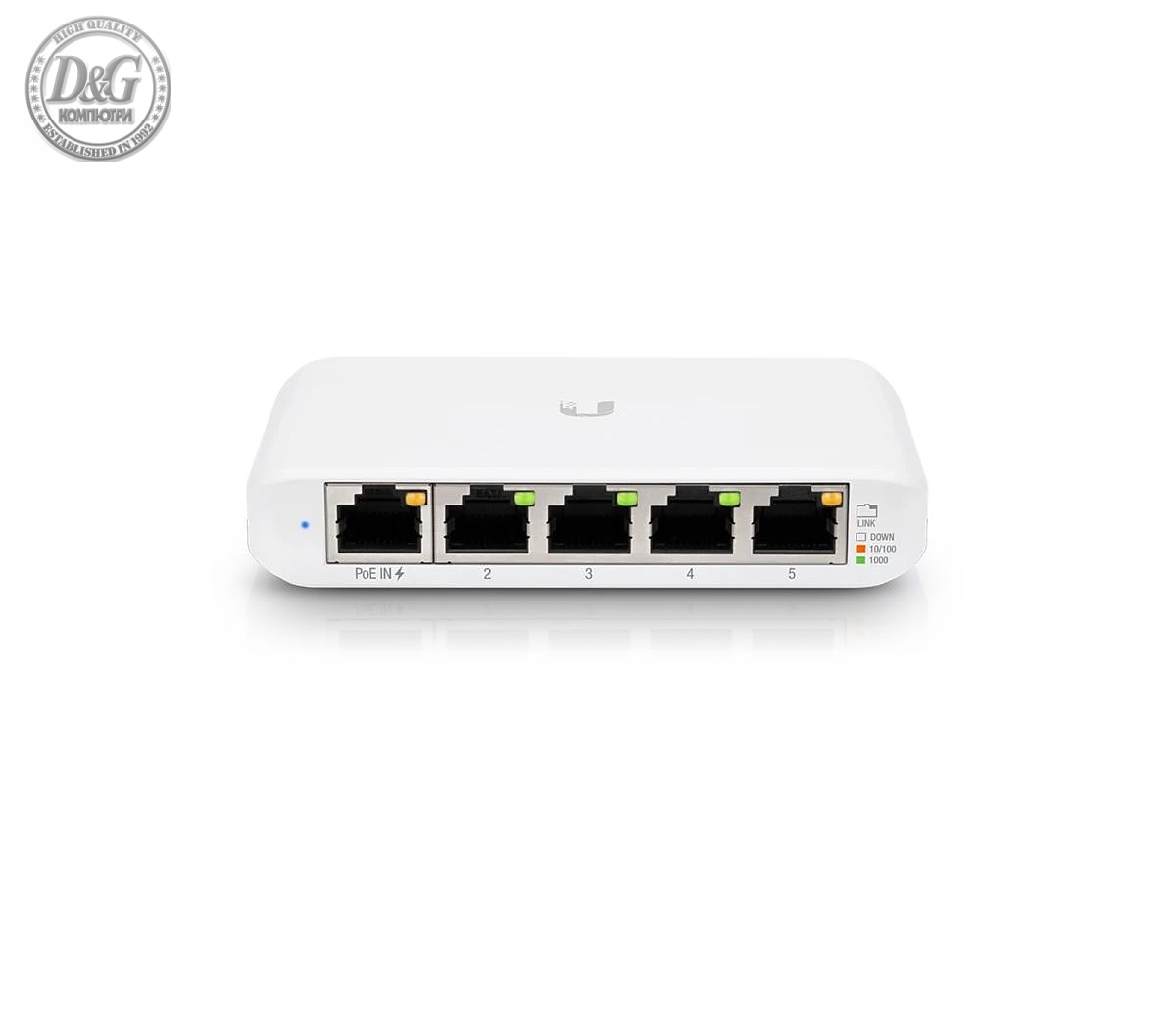 Комутатор Ubiquiti USW-Flex-Mini, управляем 5 порта Gigabit, PoE или 5V, 1A USB-C