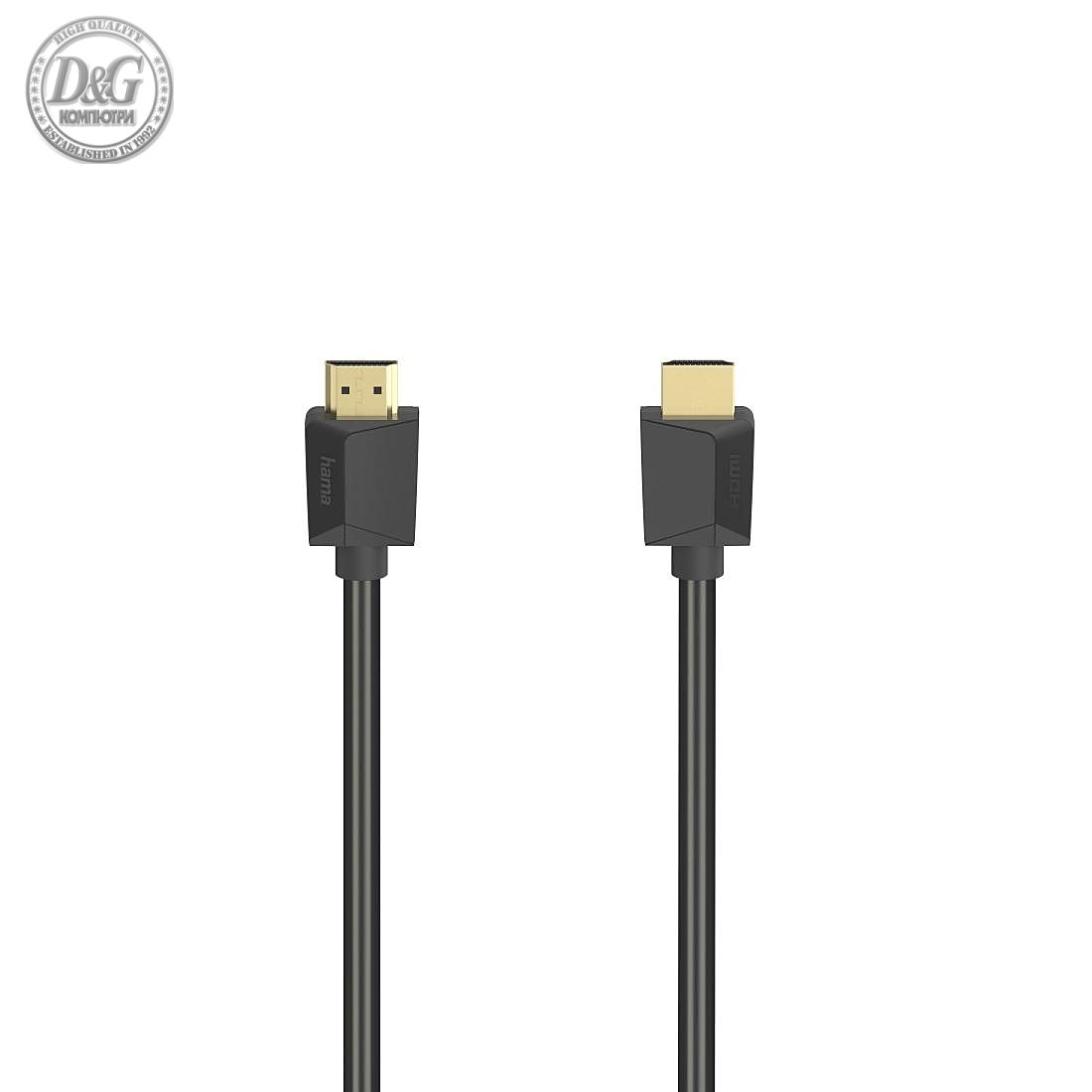 Кабел HAMA High Speed, HDMI мъжко - HDMI мъжко, 4K, 18GB/s, Ethernet , 5 м, позл. конектори