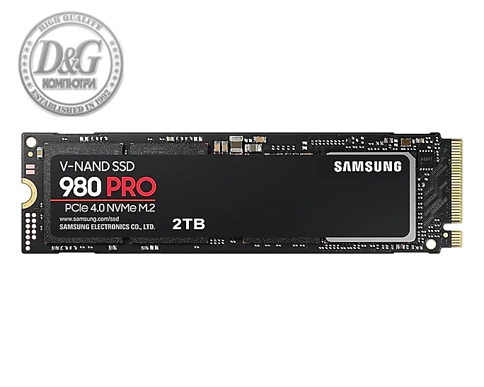 Samsung SSD 980 PRO 2TB Int. PCIe Gen 4.0 x4 NVMe 1.3c, V-NAND 3bit MLC, Read up to 7000 MB/s, Write up to 5100 MB/s, Elpis Controller, Cache Memory 2GB DDR4