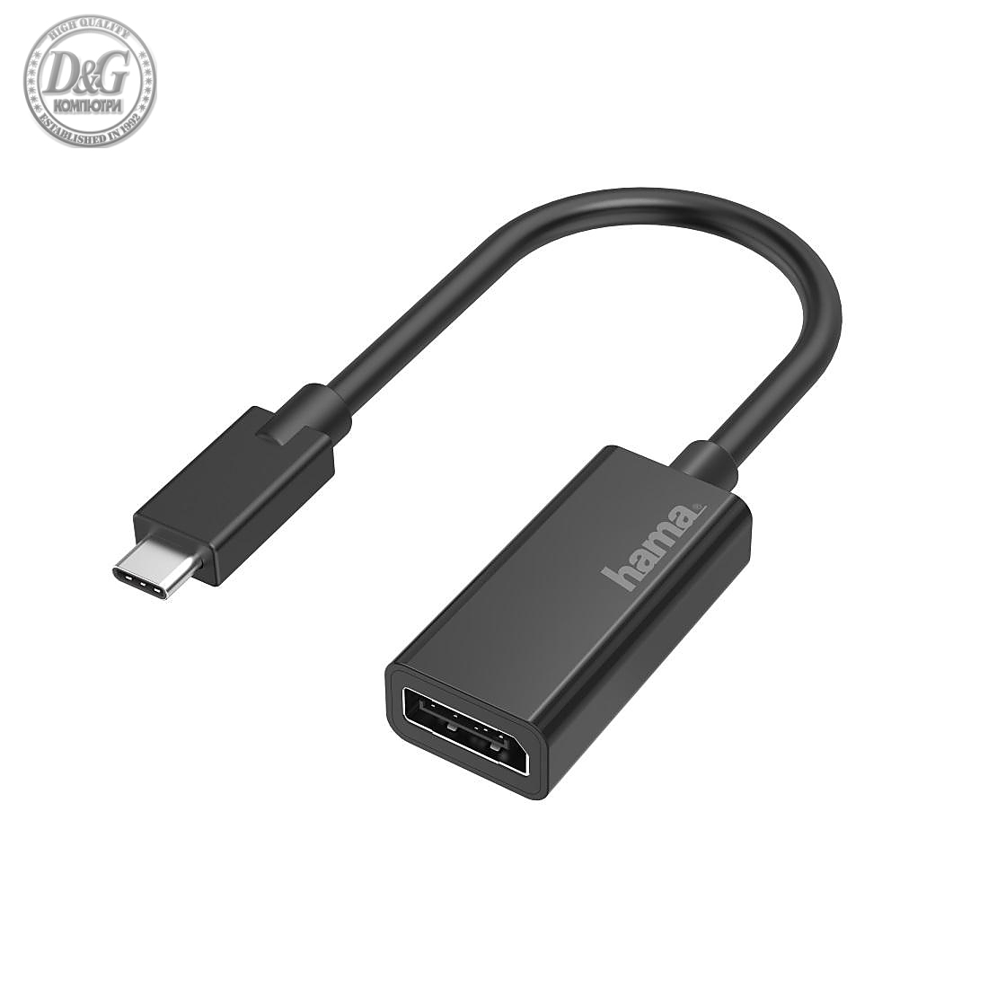 Видео адаптер HAMA,  USB-C - DisplayPort, Ultra HD, 4K, Черен