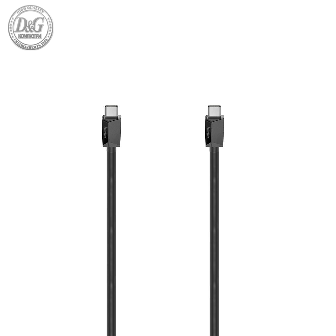 Кабел HAMA USB-C мъжко - USB-C мъжко, 1.5 м, черен,480Mb/s