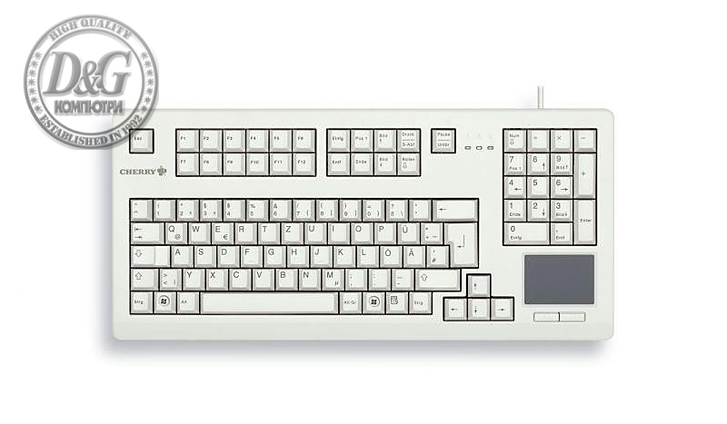 Компактна жична клавиатура CHERRY G80-11900 с Trackball, сива