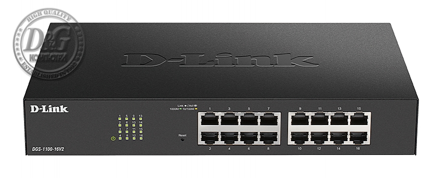 Суич D-Link DGS-1100-16V2, 16 портов 10/100/1000 Gigabit Smart Switch, управляем,