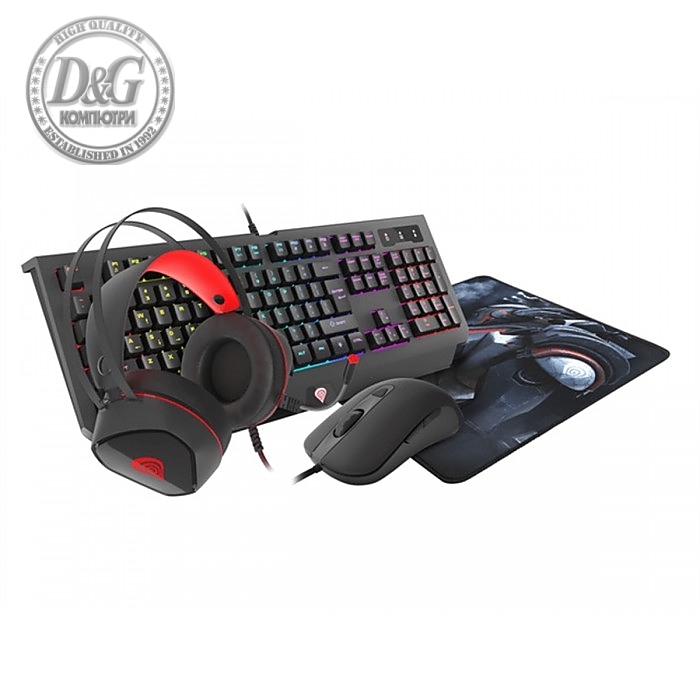 Genesis Gaming Combo Set 4In1 Cobalt 330 RGB Keyboard + Mouse + Headphones + Mousepad, US Layout