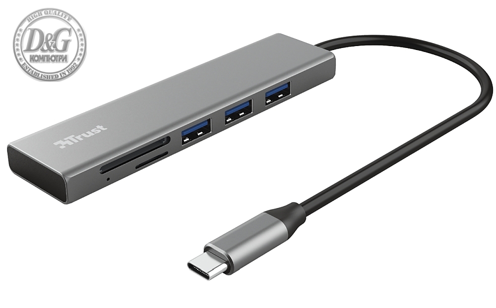 TRUST Halyx Fast USB-C Hub & Card Reader