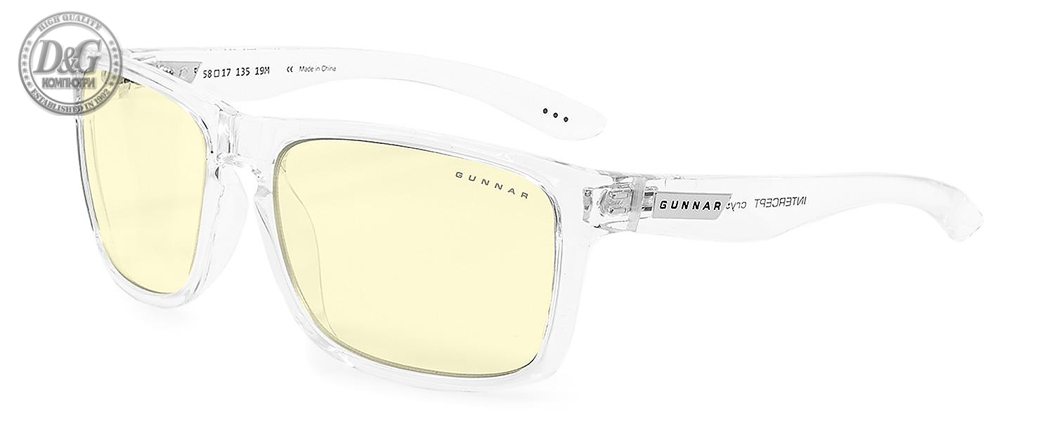 Геймърски очила GUNNAR Intercept Crystal, Amber, Бял