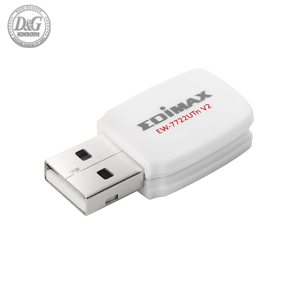 Безжичен мини адаптер EDIMAX EW-7722UTN V3, USB, Realtek, 2.4Ghz, 802.11n/g/b