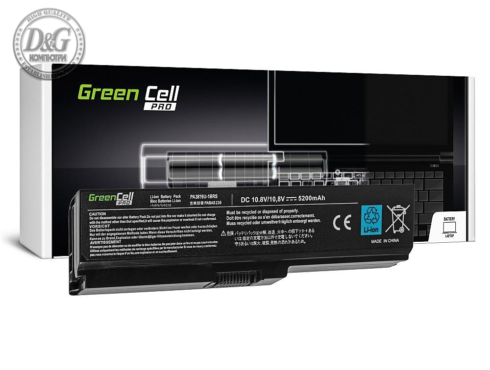 Батерия  за лаптоп GREEN CELL, Toshiba Satellite C650 C650D C660 C660D L650D L655 L750 PA3635U PA3817U, 10.8V, 5200mAh