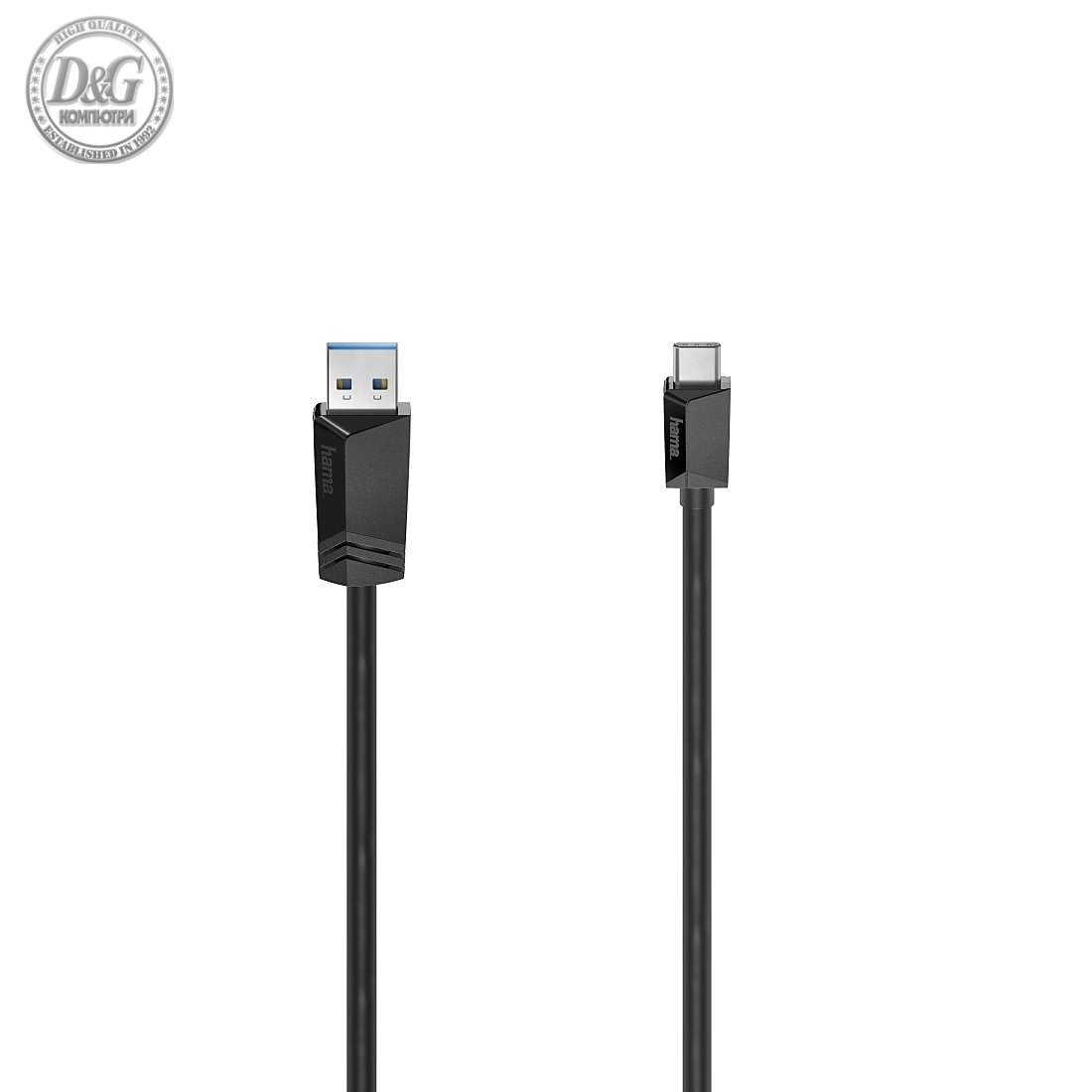 Кабел HAMA 200651 USB-C мъжко-USB-A мъжко, USB 3.2 Gen 1, 5Gbit/s, 0.25 м., Черен