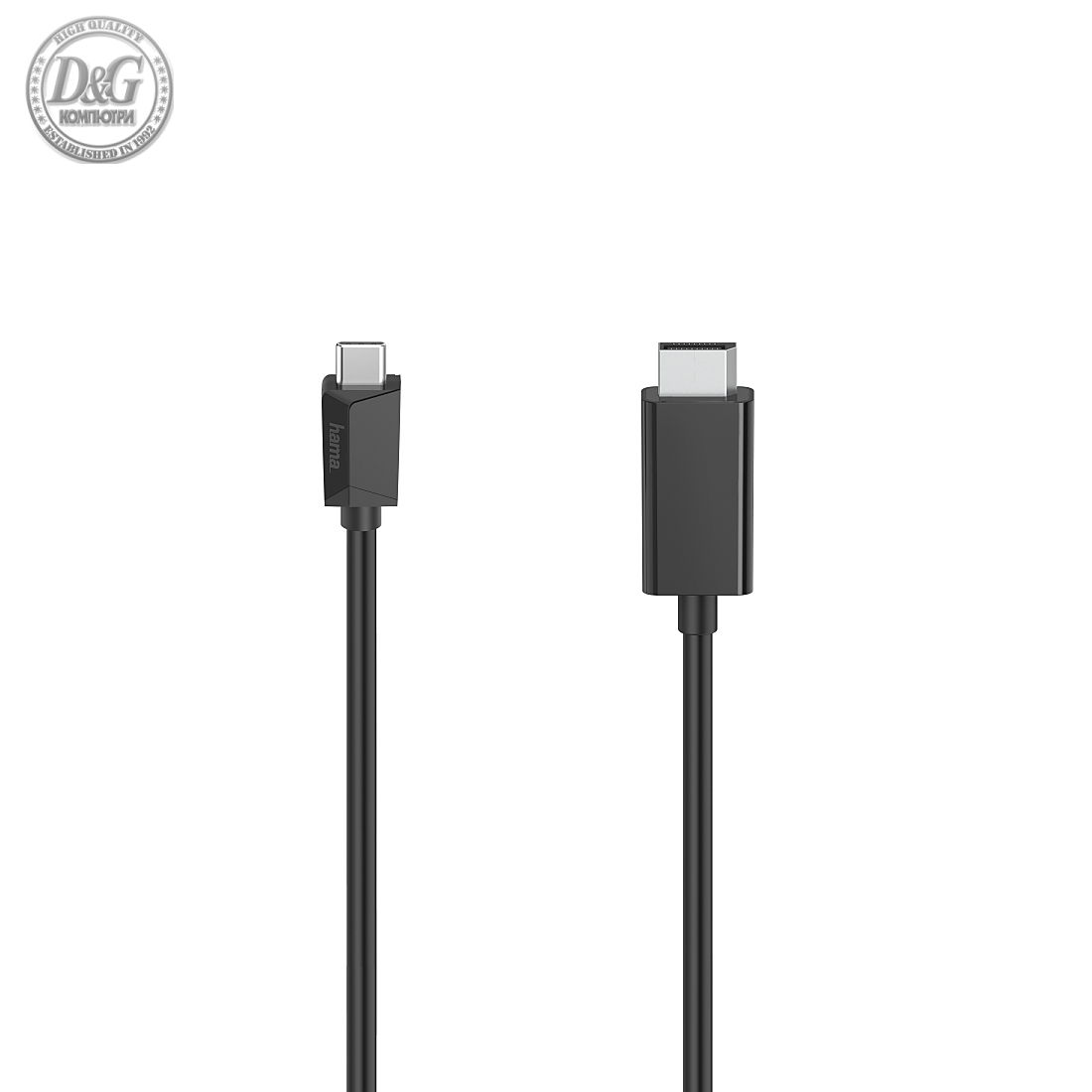 Кабел HAMA  USB-C мъжко- DisplayPort мъжко Ultra HD, 4K, 1.5м,Черен