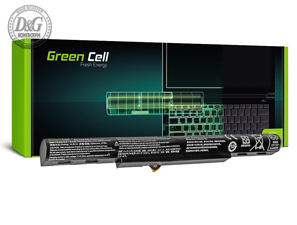 Батерия  за лаптоп  Acer AL15A32 for Aspire E5-573 E5-573G E5-573TG V3-574 V3-574G TravelMate P277 14,8V 1800mA GREEN CELL