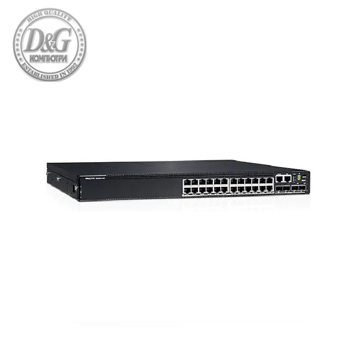 Dell EMC Powerswitch N2224X-ON, 24x1/2.5G, 4x25G, 2x40G Stacking, 1xAC PSU, IO/PS airflow, OS6, Lifetime Limited Hardware Warranty