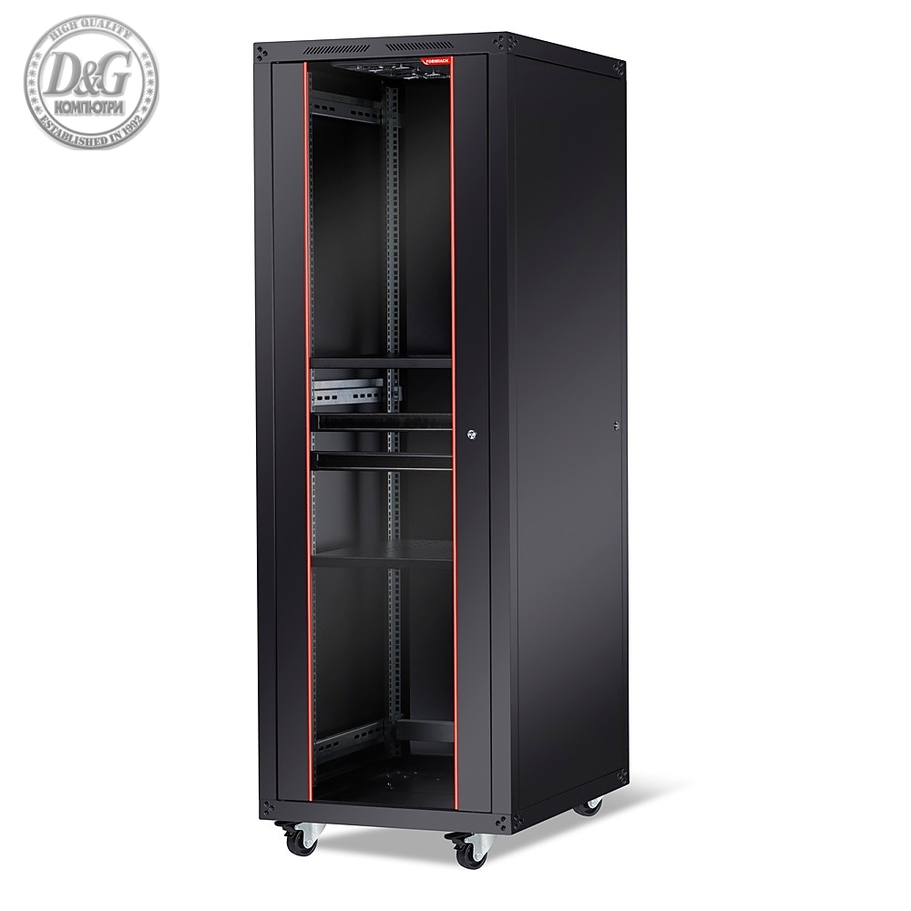 Formrack 19" Free standing rack 42U 600/800mm, height: 2096 mm, loading capacity: 600 kg, front tempered glass door, openable locking sides and back (does not include castor/feet group)