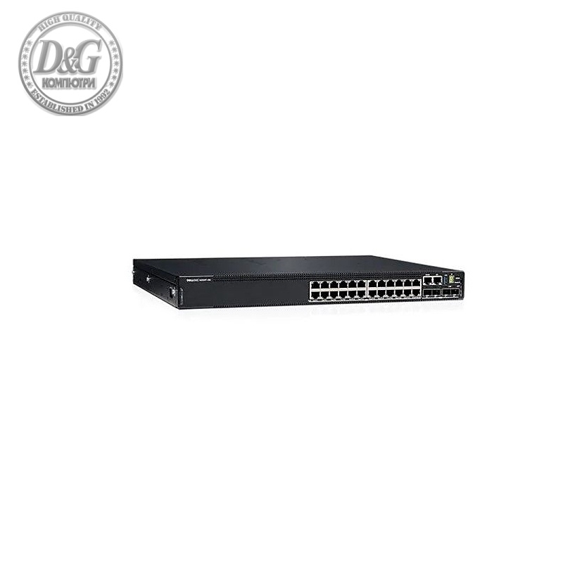 Dell EMC PowerSwitch N3224T-ON, 24x1G RJ-45, 4x10G SFP+, 2x100G QSFP28, 1xAC PSU, IO/PS, OS6, Lifetime Limited Hardware Warranty