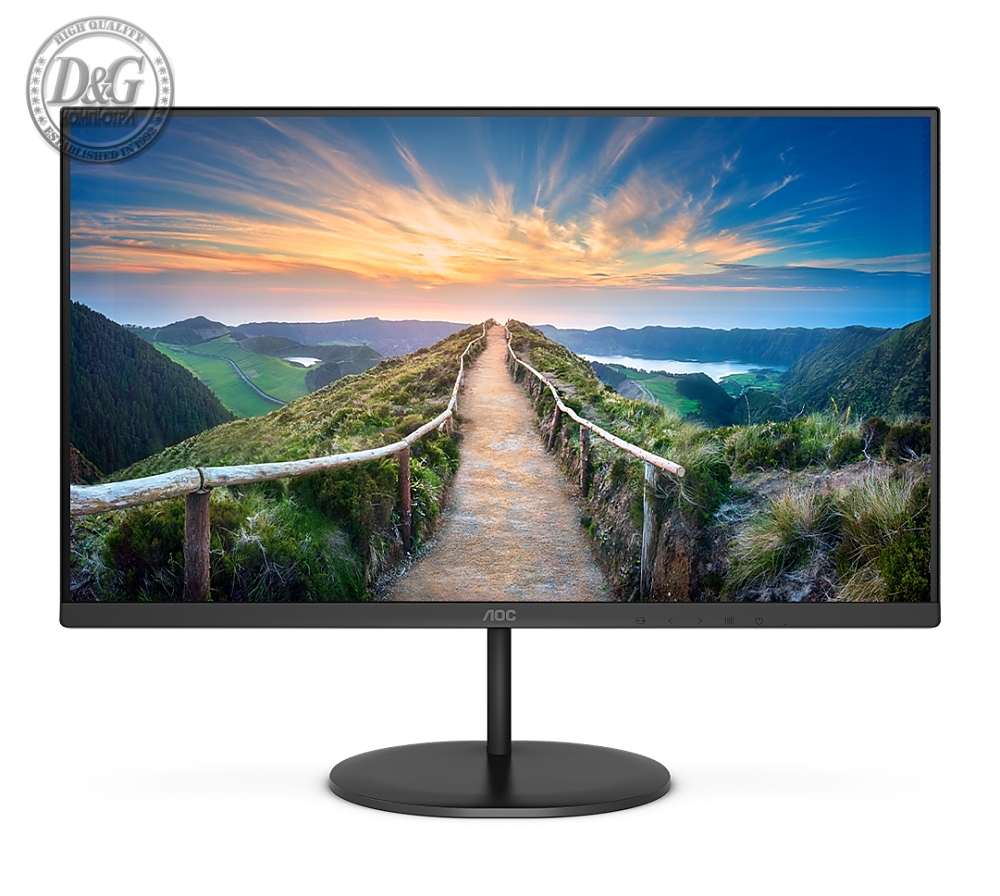 AOC Q24V4EA, 23.8" IPS WLED, 2560x1440@75Hz, 4GtG, 250m/2, 1000:1, DCR 20M:1, Adaptive Sync, FlickerFree, Low Blue Light, 2Wx2, Tilt, HDMI, DP