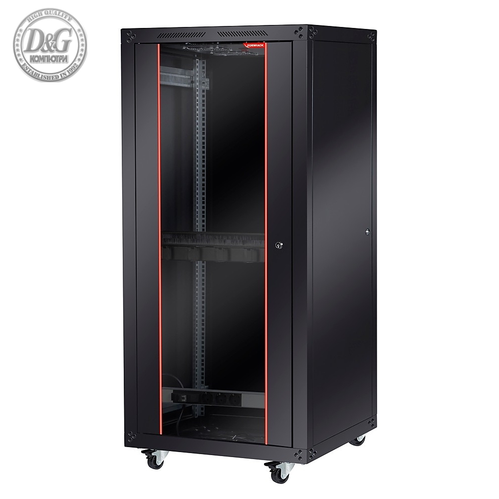 Formrack 19" Free standing rack 32U 600/600mm, height: 1651 mm, loading capacity: 600 kg, front tempered glass door, openable locking sides and back (does not include castor/feet group)