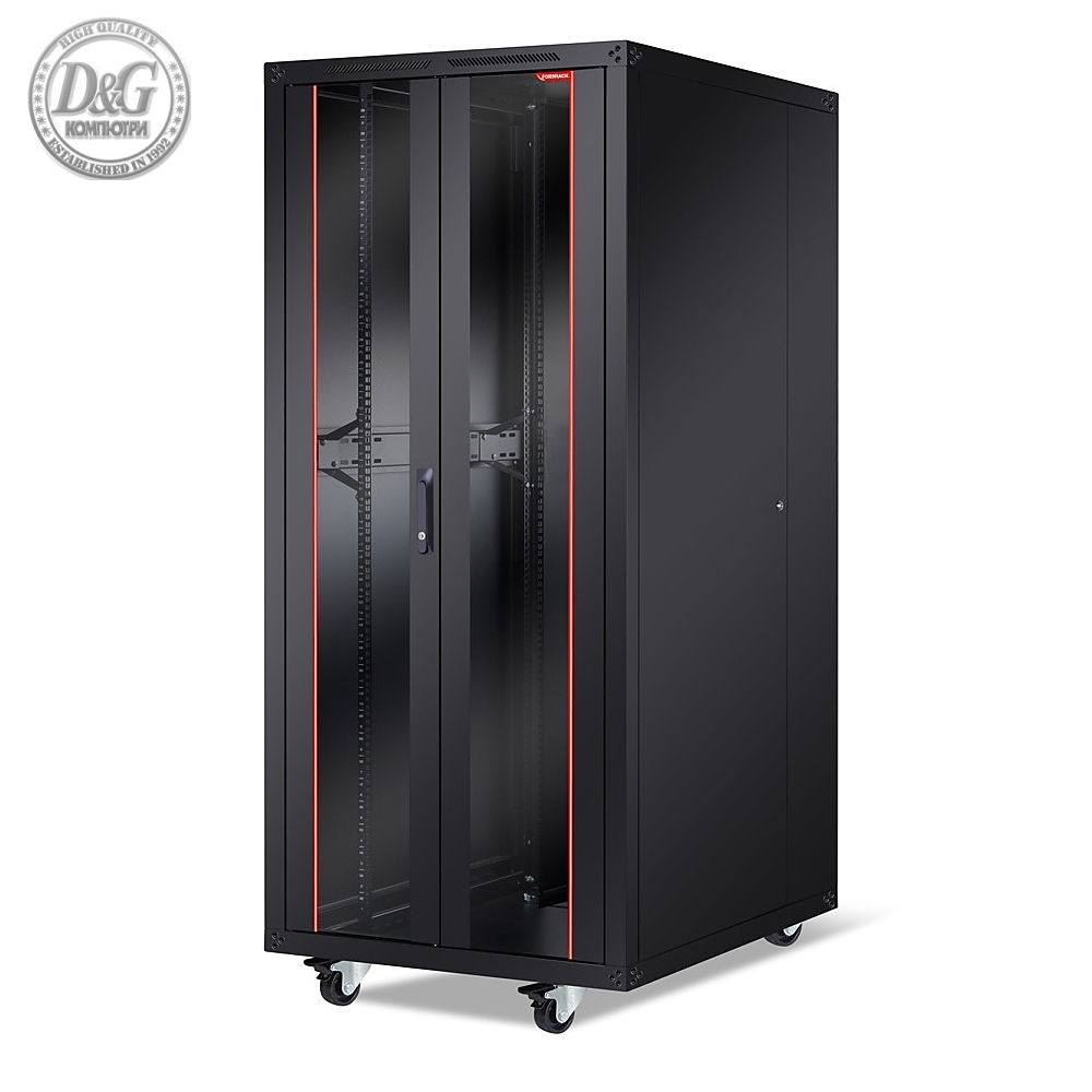 Formrack 19" Free standing rack 36U 800/800mm, height: 1829 mm, loading capacity: 600 kg, front tempered glass door, openable locking sides and back (does not include castor/feet group)