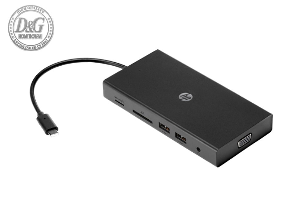 HP Travel USB-C Multi Port Hub(VGA, HDMI, RJ/45, 2xUSB 2.0, 2xUSB 3.0, 1xSD, 1xmicroSD, 1xUSB-C, 1xAudo)