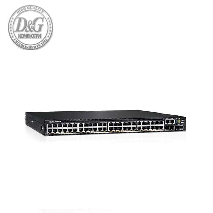 Dell EMC PowerSwitch N3248PXE-ON, 48x1/2.5/5/10G RJ-45, 4x25G SFP28, 2x100G QSFP28, PoE 90W, 1xAC PSU, IO/PS, OS6, Lifetime Limited Hardware Warranty