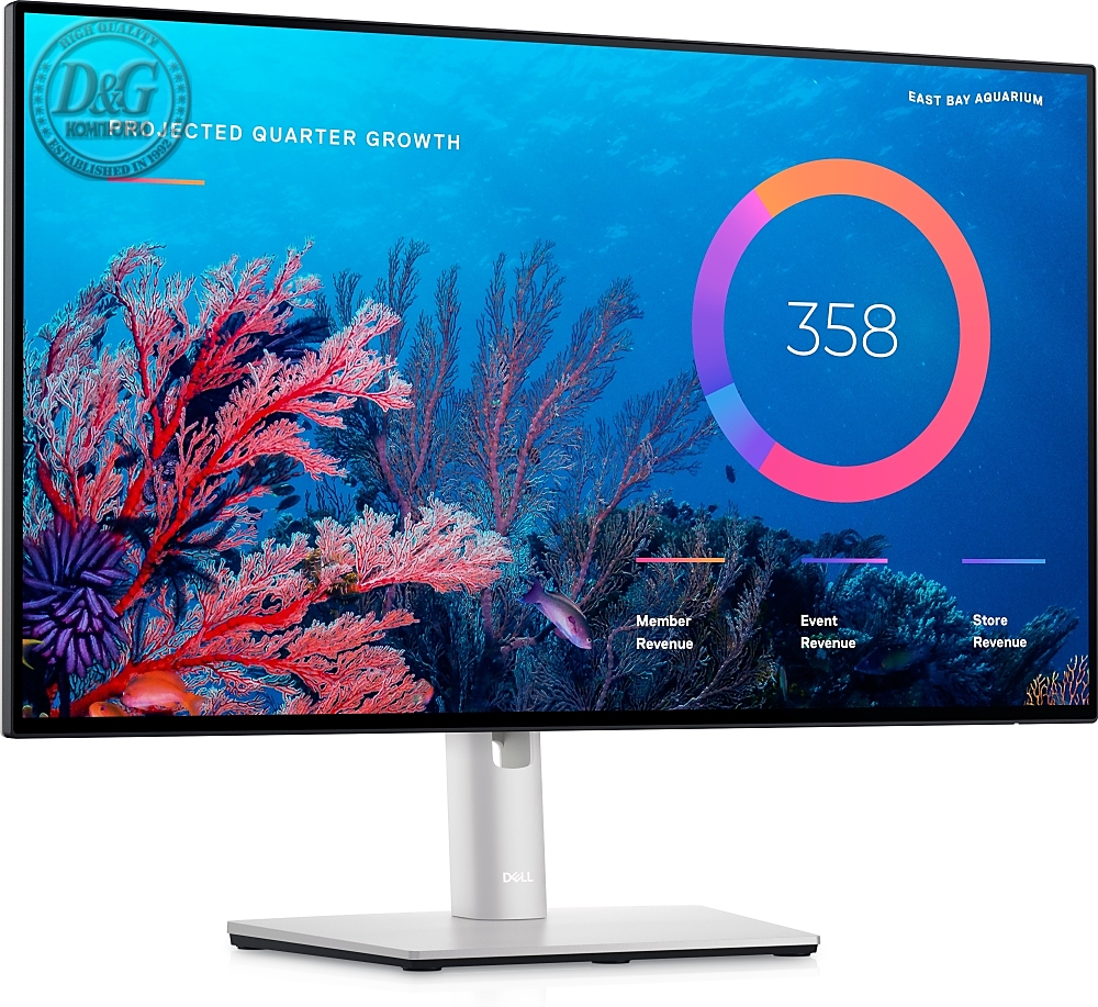 Dell U2422HE, 23.8" IPS Anti-Glare, UltraSharp InfinityEdge, 5ms, 1000:1, 250 cd/m2, FullHD 1920x1080, 100% sRGB, HDMI, DisplayPort, USB-C Hub, USB 3.2 hub, RJ45, ComfortView Plus, Height Adjustable, Pivot, Swivel, Tilt, Black