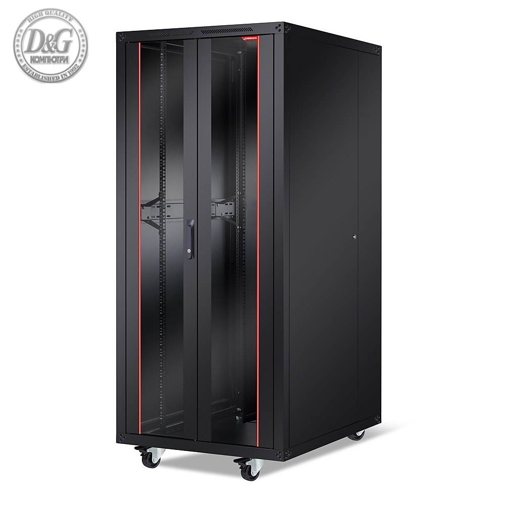 Formrack 19" Free standing rack 36U 800/1000mm, height: 1829 mm, loading capacity: 600 kg, front tempered glass door, openable locking sides and back (does not include castor/feet group)