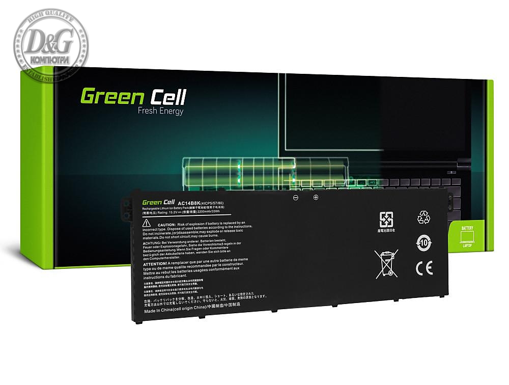 Батерия за лаптоп GREEN CELL, ACER AC14B3K AC14B8K Aspire 5 A515 A517 R15 R5-571T LiIPo 15,2V 2100mAh