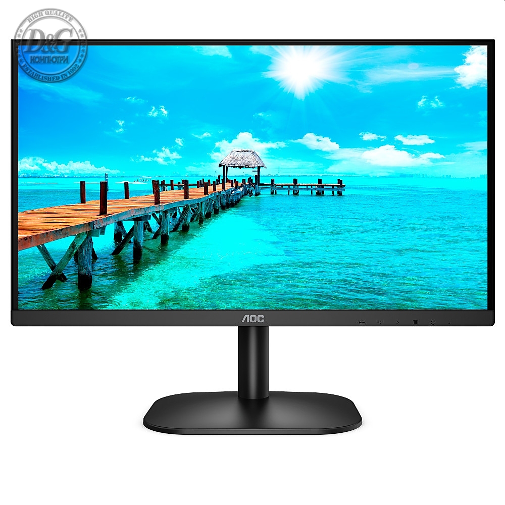 AOC 24B2XD, 23.8" WLED IPS, 1920x1080@75Hz, 4GtG, 250cd/m2, 1000:1, DC20M:1, FlickerFree, Low Blue Light, Tilt, D-SUB, DVI