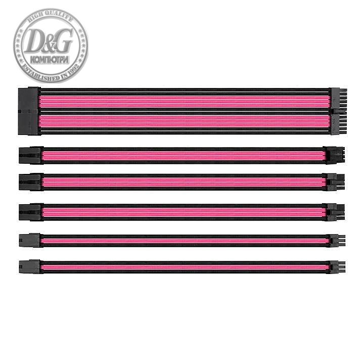 Комплект оплетени кабели Thermaltake TtMod, Black/Pink