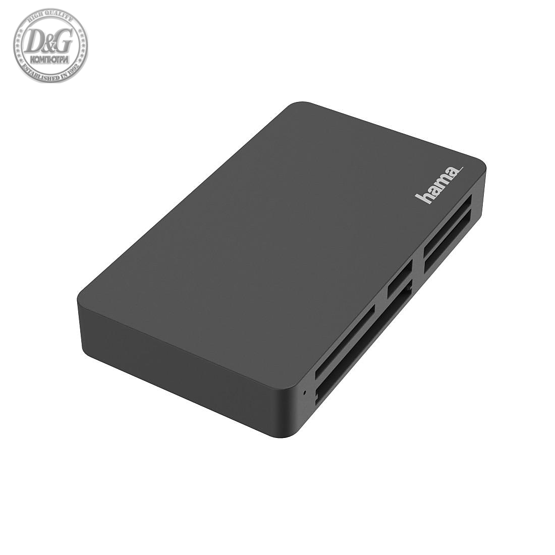 Четец за карти HAMA All in One, USB 3.0, SD/microSD/CF/MS, 5 Gbps, Черен