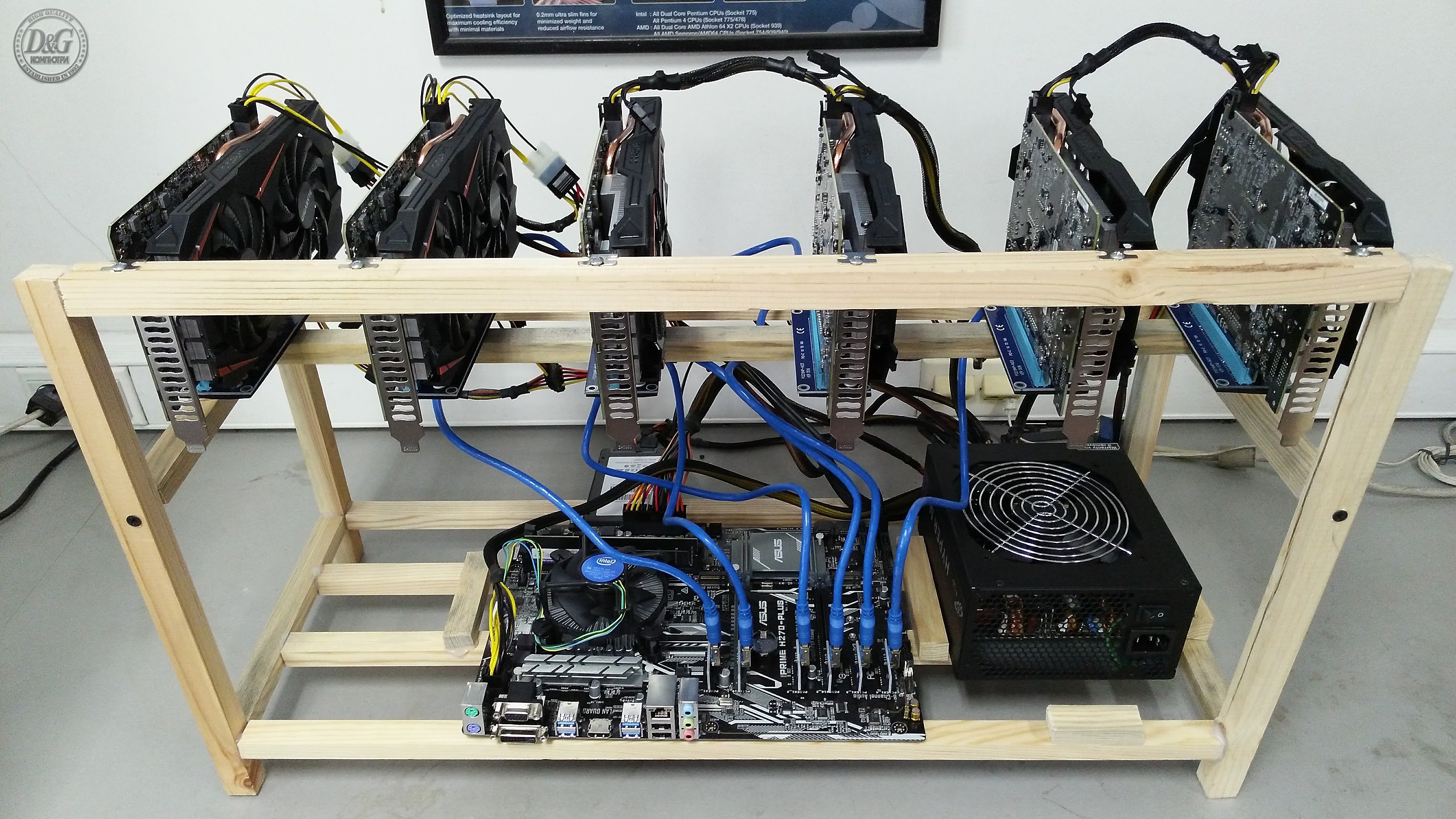 Копач за криптовалути с 6 GPU GTX 1660 Ti 6GB