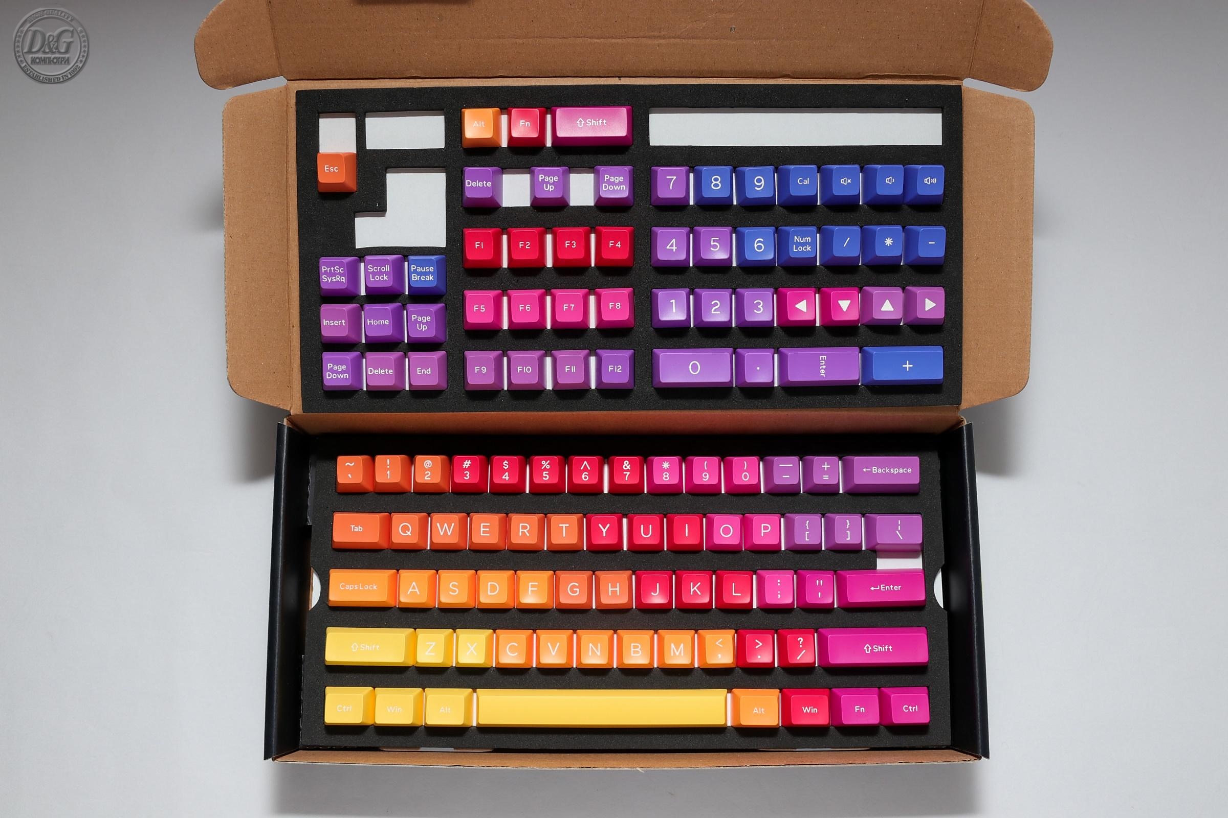 Капачки за механична клавиатура Ducky Afterglow, 108-Keycap Set ABS, Double-Shot, US Layout