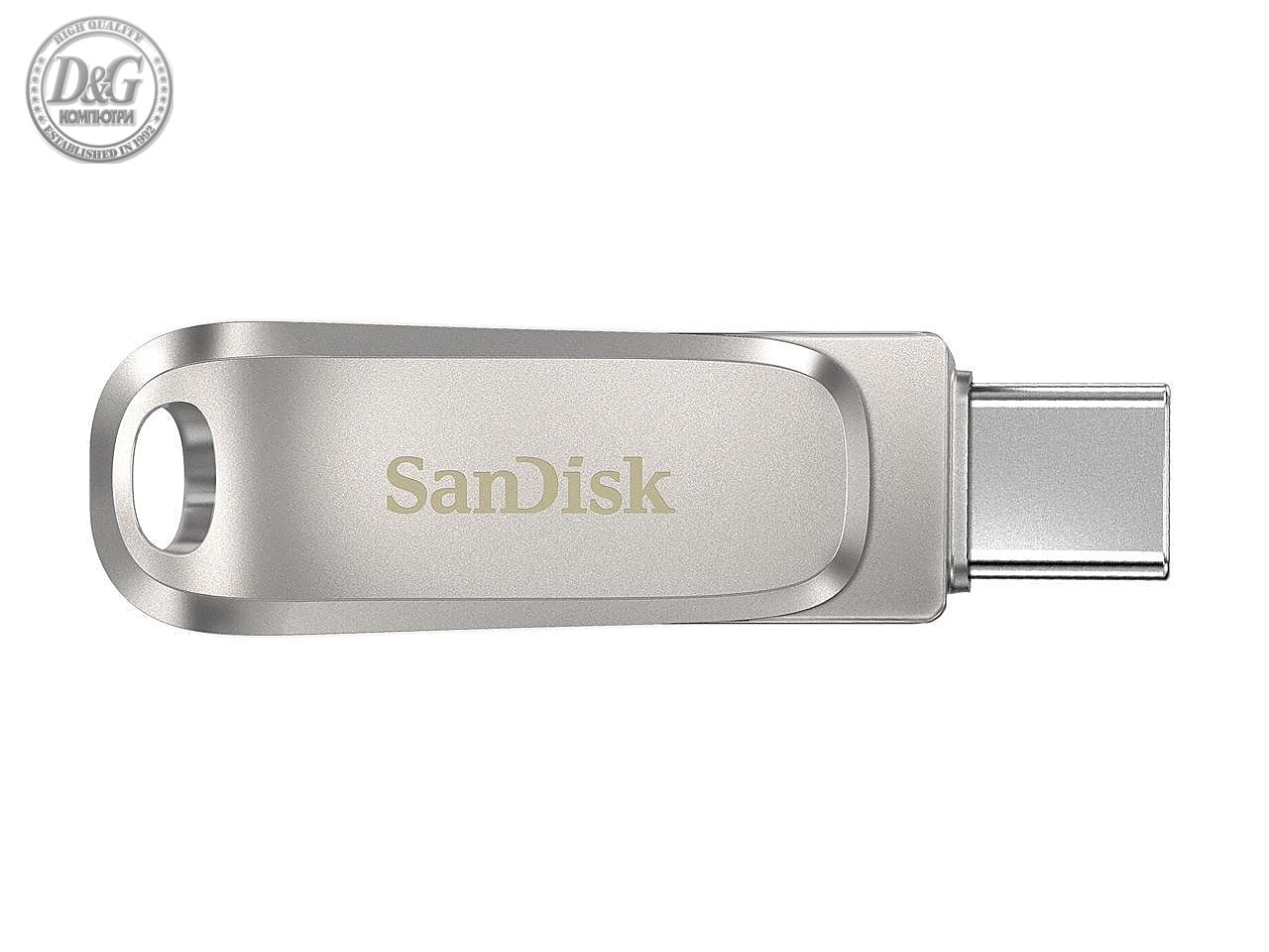 USB памет SanDisk Ultra Dual Drive Luxe, 128GB, USB 3.1 Gen 1, USB-C, Сребрист