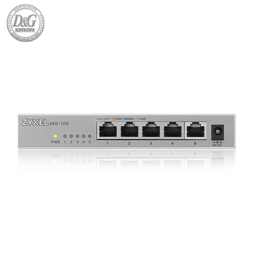 ZyXEL MG-105, 5 Ports, Desktop, 2.5G MultiGig unmanaged Switch