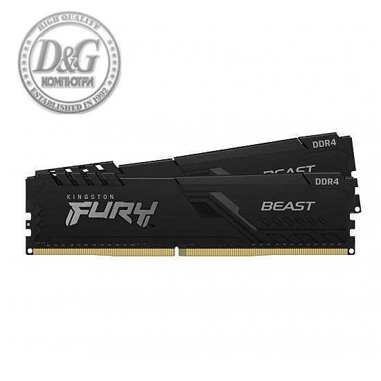 Памет Kingston FURY Beast Black 64GB(2x32GB) DDR4 PC4-25600 3200MHz CL16 KF432C16BBK2/64