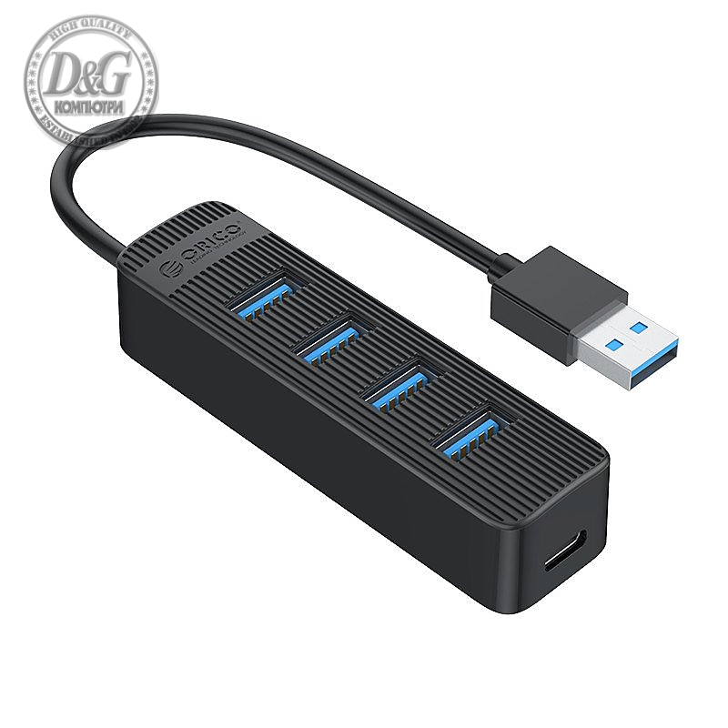 Orico хъб USB3.0 HUB 4 port - Type C input, 1m cable, aux Type-C power input - TWU3-4A-10