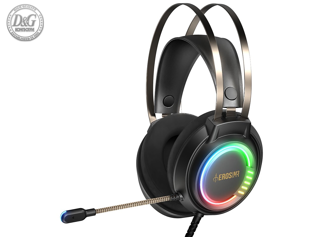 Gamdias геймърски слушалки Gaming Heaphones - EROS M3 RGB USB - 50mm