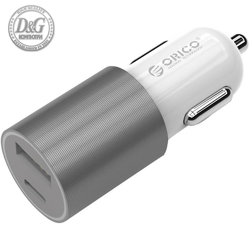 Orico зарядно за кола Charger Car 12V-24V - TYPE C + USB silver - UCF-2U