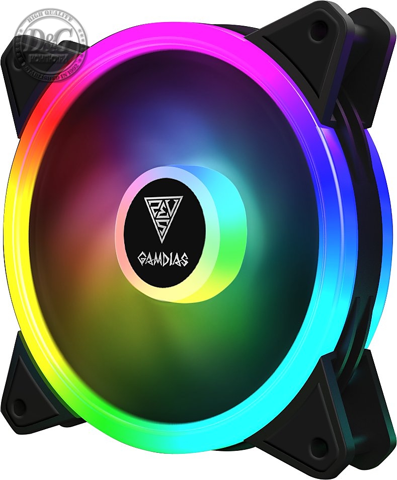 Gamdias вентилатор Fan 120mm aRGB - AEOLUS M2-1201 - Trio RGB rings