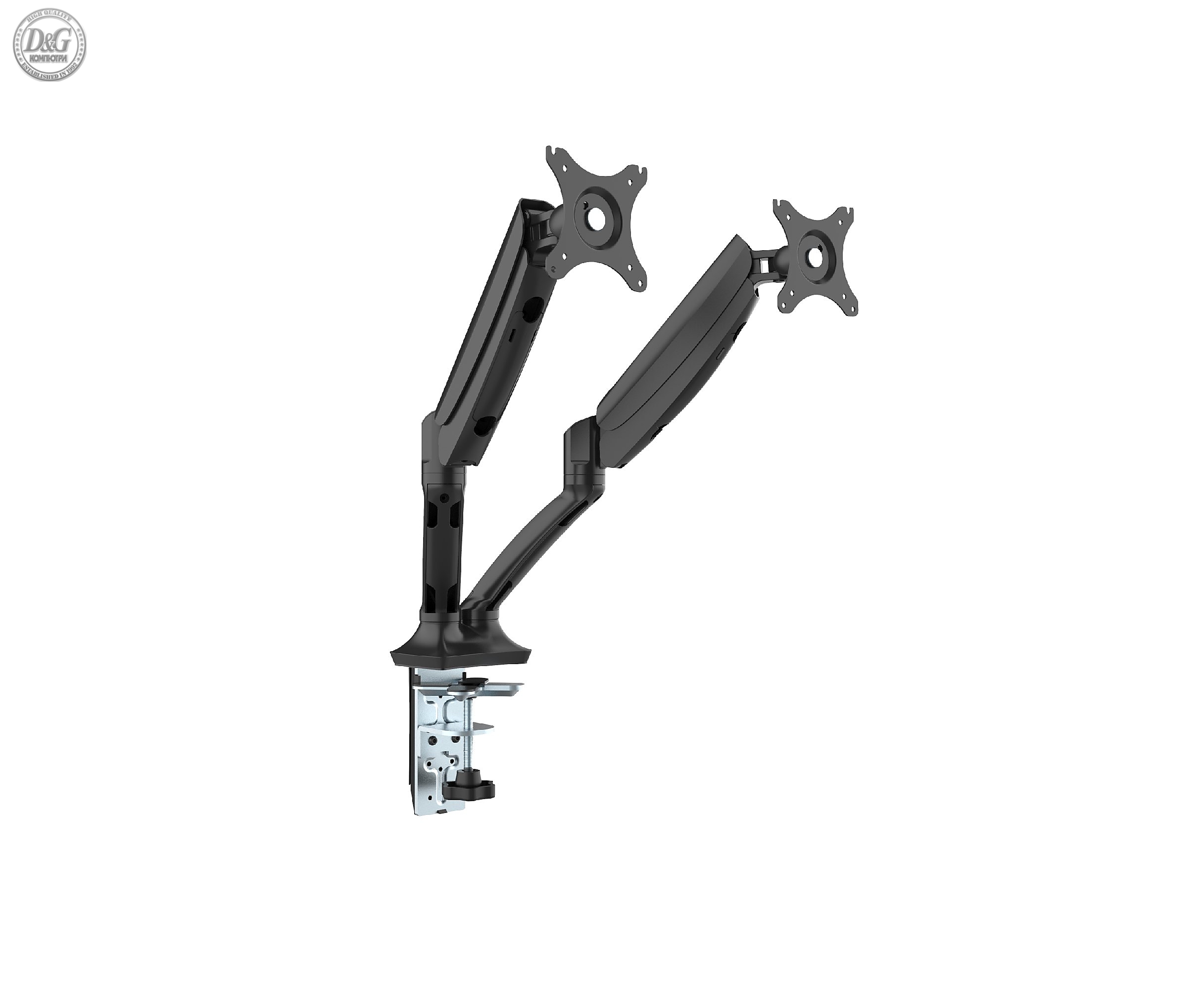 Makki Стойка за два монитора Monitor Mount - GL502  Aluminuim Black - 2 Monitors, Gas Lifters - MA-GL502-BK