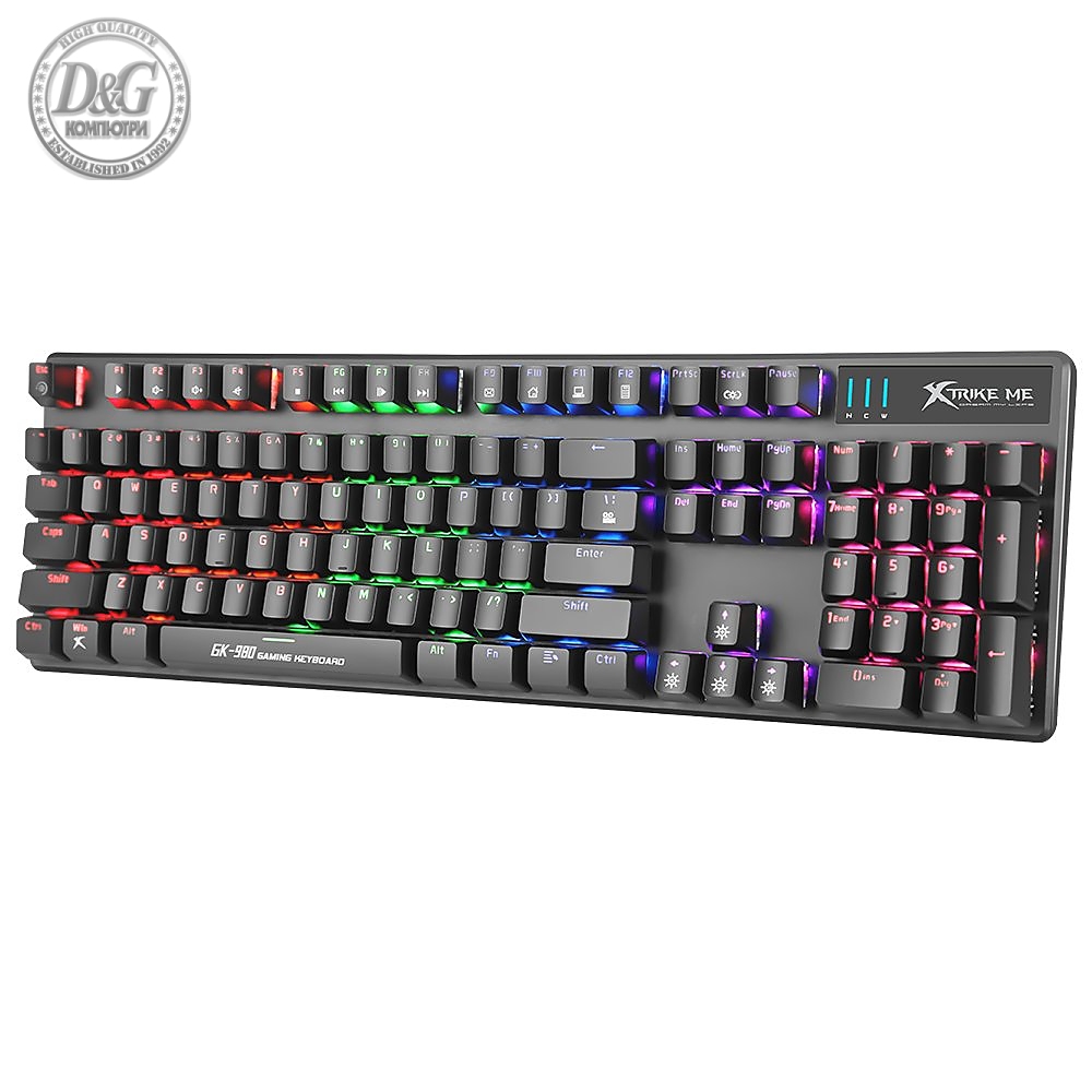 Xtrike ME механична клавиатура Gaming Keyboard Mechanical 104 keys GK-980 - Blue switches, Rainbow backlight