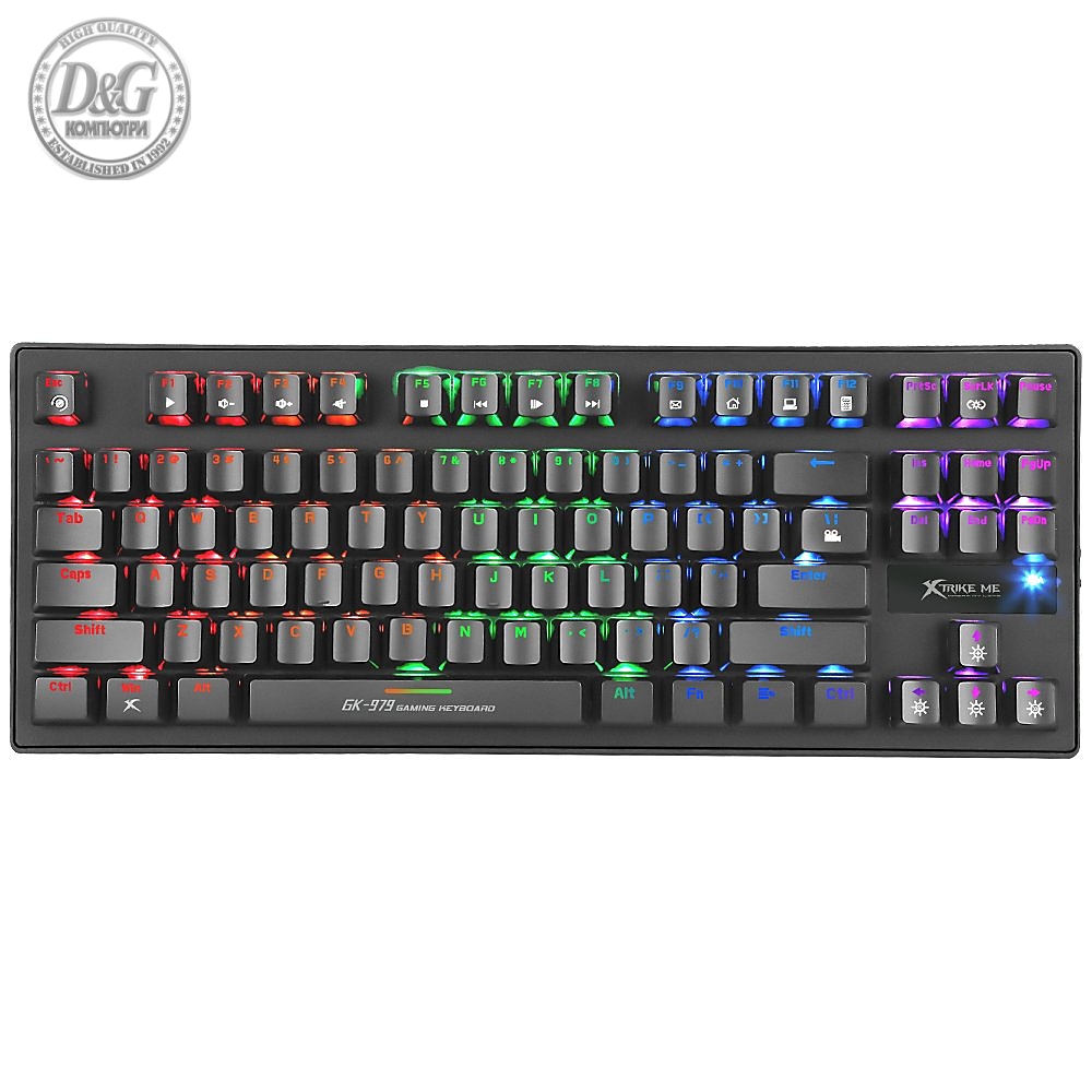 Xtrike ME механична клавиатура Gaming Keyboard Mechanical 87 keys GK-979 - Blue switches, Rainbow backlight