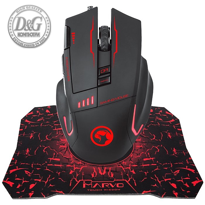 Marvo Геймърски комплект Gaming COMBO G909+G1 2-in-1 - Mouse Programmable, Mousepad - MARVO-G909+G1