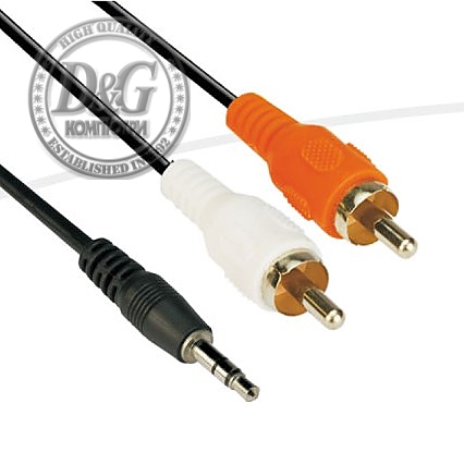 VCom Аудио Кабел 3.5mm Stereo M / 2x RCA M - CV212-1.8m