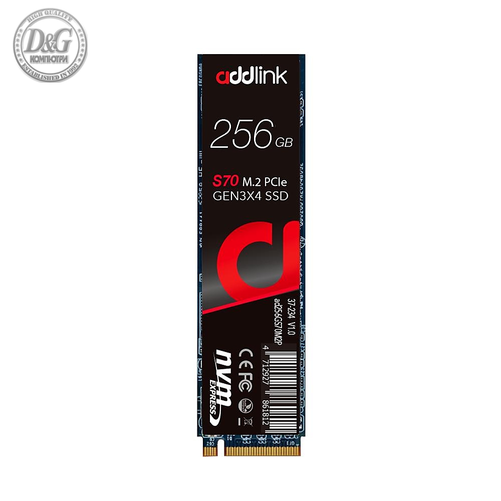 Addlink диск SSD S70 256GB - M.2 2280 PCI Express 3D Nand 3000/1000 MB/s - ad256GBS70M2P