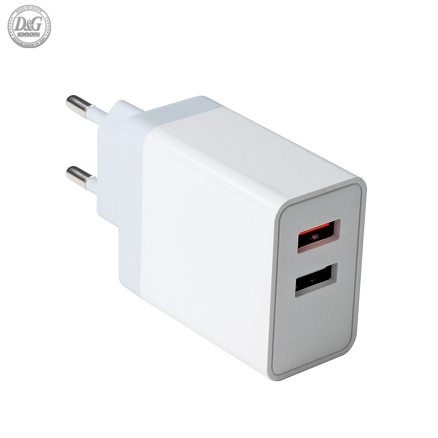 VCom бързо зарядно Charger Wall - QC3.0 2xUSB 30W White - M050