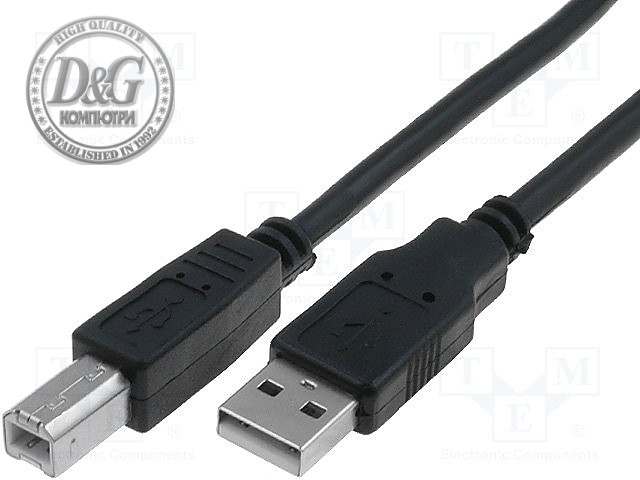 VCom Кабел USB 2.0 AM / BM Black - CU201-B-1.8m