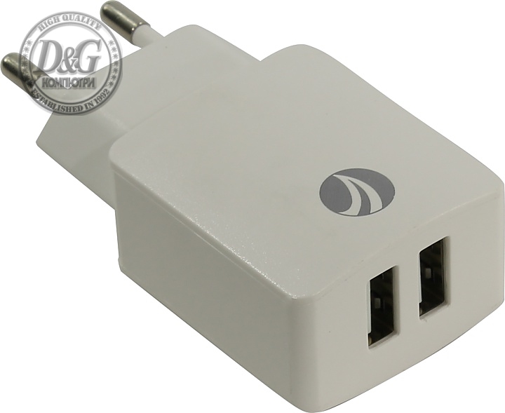 VCom бяло зарядно за стена Charger AC / 2A 2xUSB White - M013