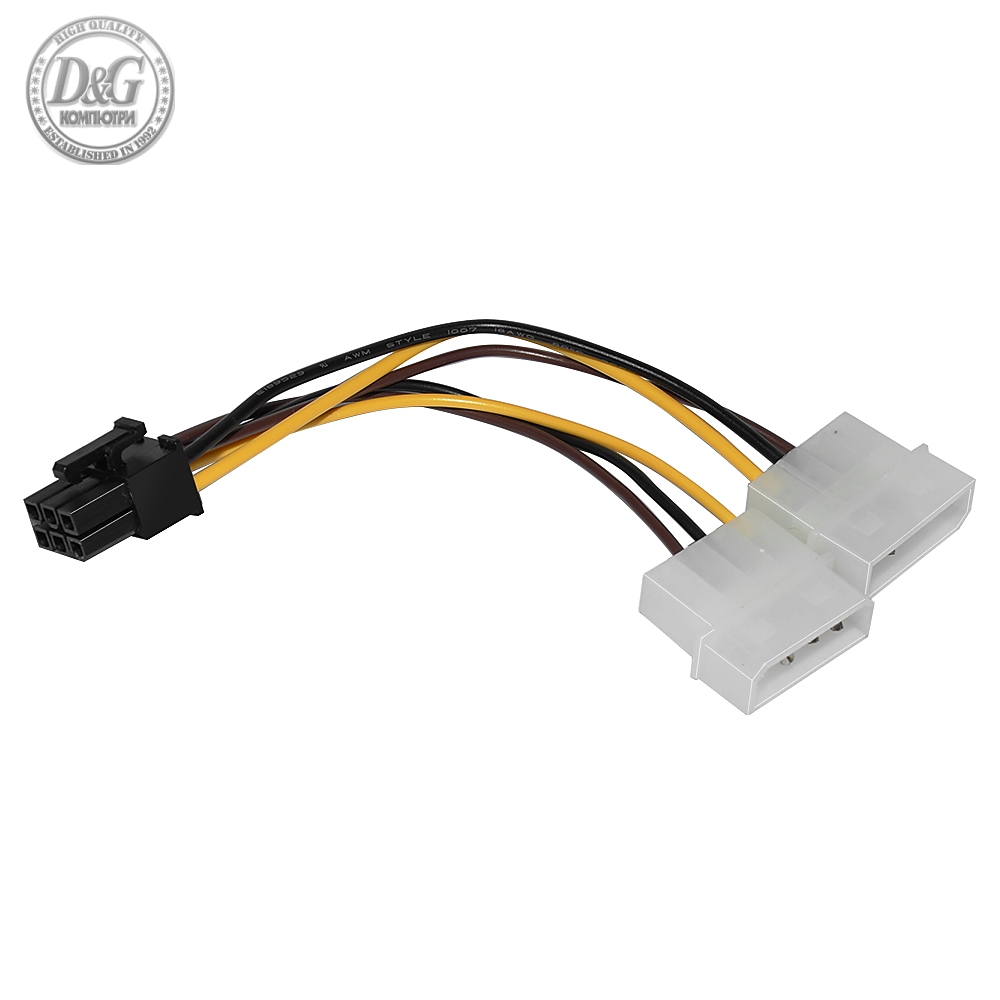 Makki Адаптер Adapter 2xMolex to 6pin PCI-E VGA - MAKKI-CE313-0.15m